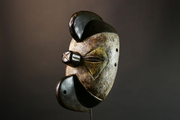 Authentic African Bembe Mask Tribal Ceremonial Traditions Handcrafted Wooden Wall Art Collectible from Congo Unique Ethnic Home Decor-G3568