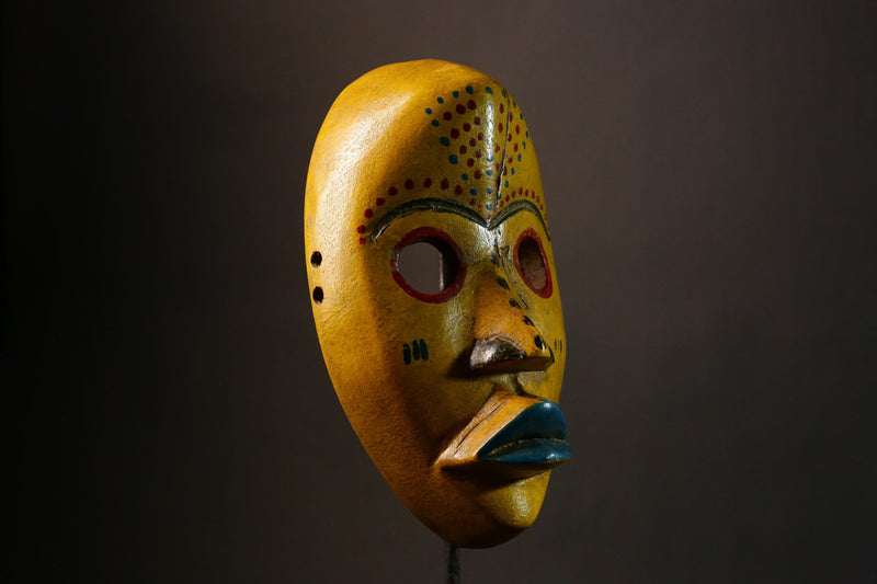 African Hand-Carved Dan Tribal Mask | Unique Wooden Collectible Piece | Ethnic Wall Art Decor | Authentic African Sculpture - G3323