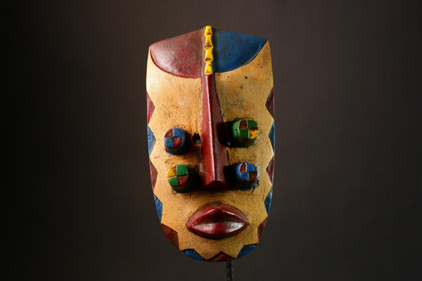 African Authentic Grebo Mask - Hand-Carved Wood Wall Decor, Unique Funeral Art Piece, Cultural Home Accent  for Collectors- G3319