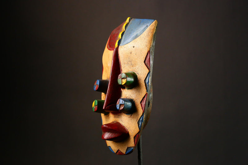 African Authentic Grebo Mask - Hand-Carved Wood Wall Decor, Unique Funeral Art Piece, Cultural Home Accent  for Collectors- G3319