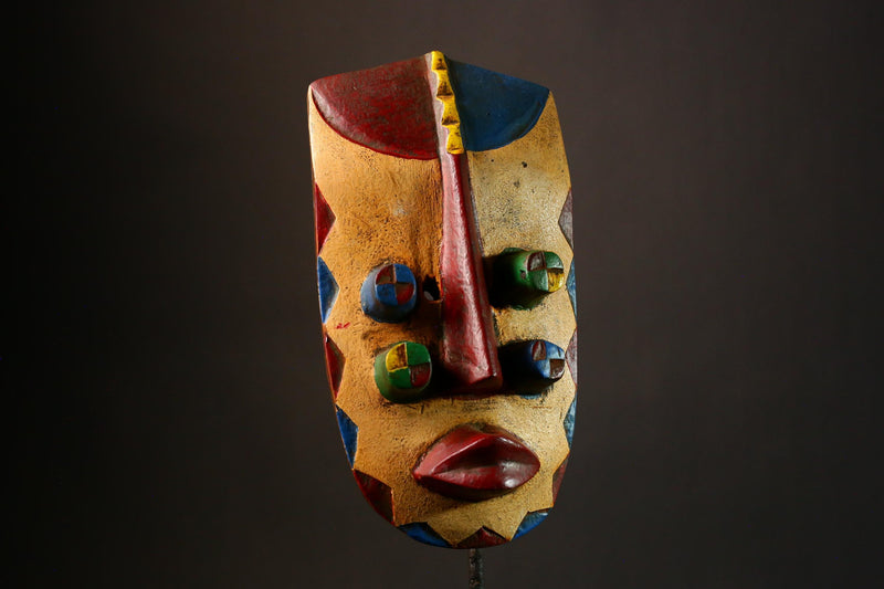 African Authentic Grebo Mask - Hand-Carved Wood Wall Decor, Unique Funeral Art Piece, Cultural Home Accent  for Collectors- G3319