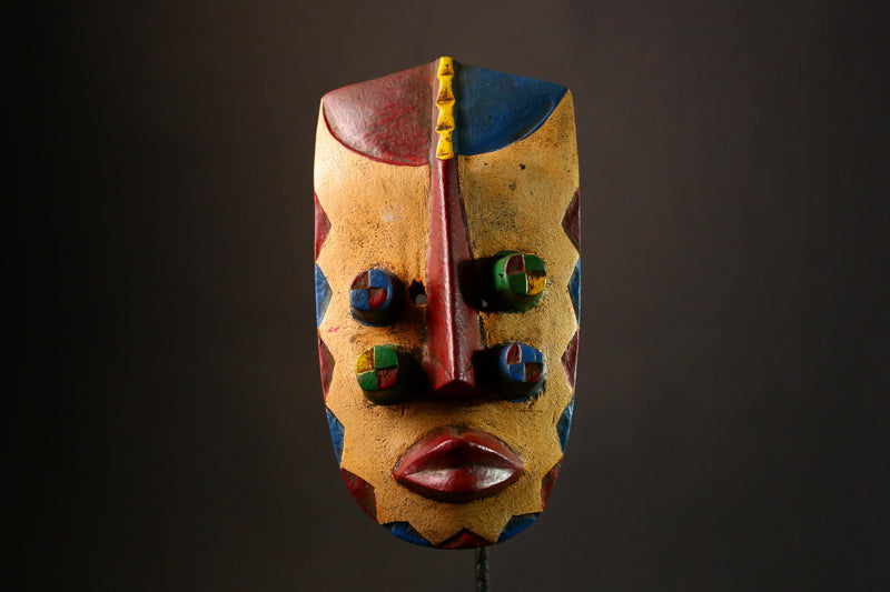 African Authentic Grebo Mask - Hand-Carved Wood Wall Decor, Unique Funeral Art Piece, Cultural Home Accent  for Collectors- G3319