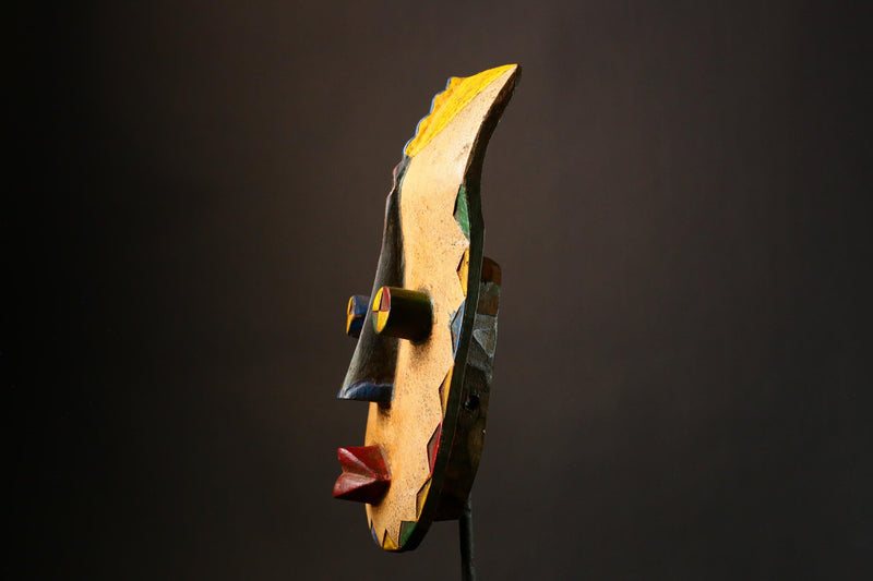 African Authentic Grebo Mask - Hand-Carved Wood Wall Decor, Unique Funeral Art Piece, Cultural Home Accent  for Collectors- G3318