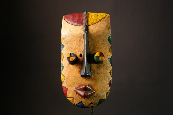 African Authentic Grebo Mask - Hand-Carved Wood Wall Decor, Unique Funeral Art Piece, Cultural Home Accent  for Collectors- G3318