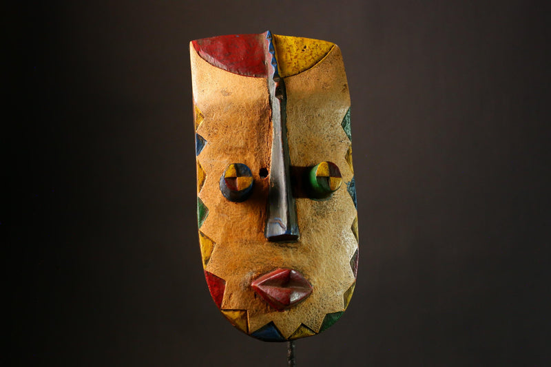 African Authentic Grebo Mask - Hand-Carved Wood Wall Decor, Unique Funeral Art Piece, Cultural Home Accent  for Collectors- G3318