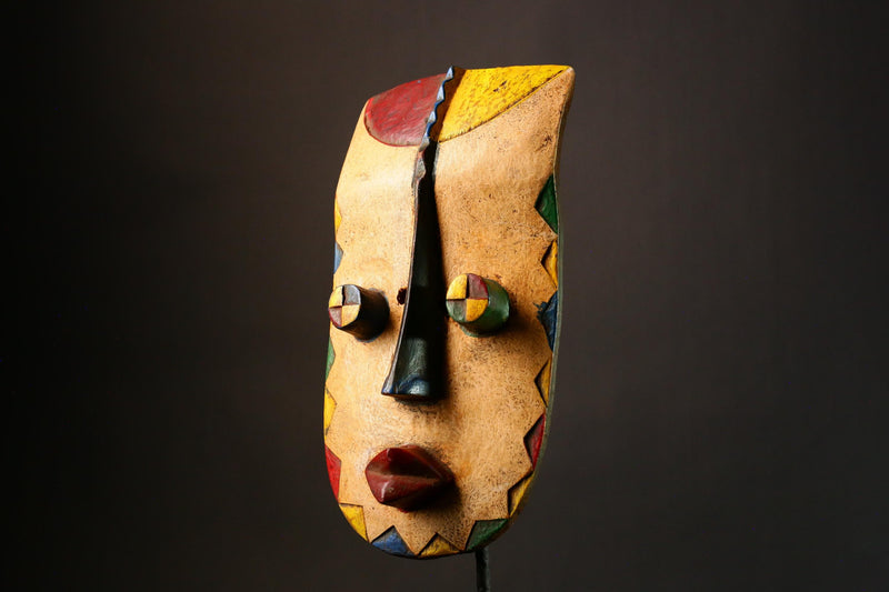 African Authentic Grebo Mask - Hand-Carved Wood Wall Decor, Unique Funeral Art Piece, Cultural Home Accent  for Collectors- G3318