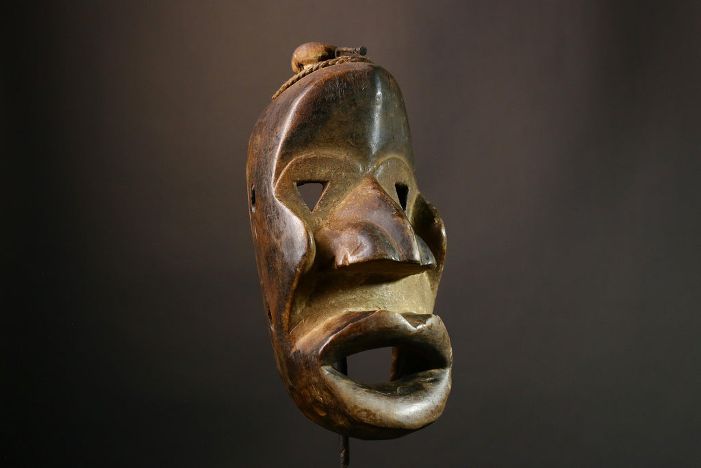 African Mask Unique Large Dan Maou Mask Antique Tribal Wall Art for Exotic Home Decor - Statement Piece for Living Room or Display-G1578