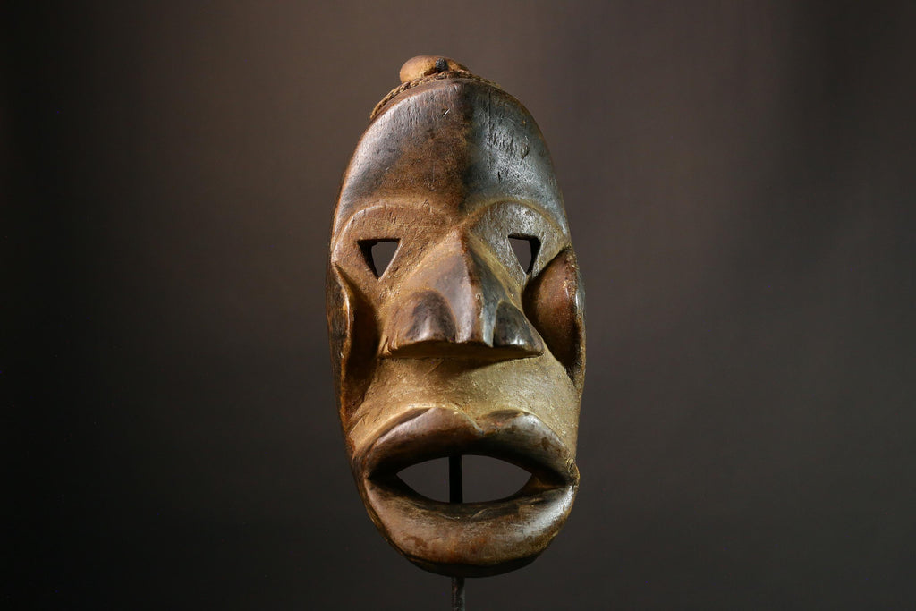 African Mask Unique Large Dan Maou Mask Antique Tribal Wall Art for Exotic Home Decor - Statement Piece for Living Room or Display-G1578