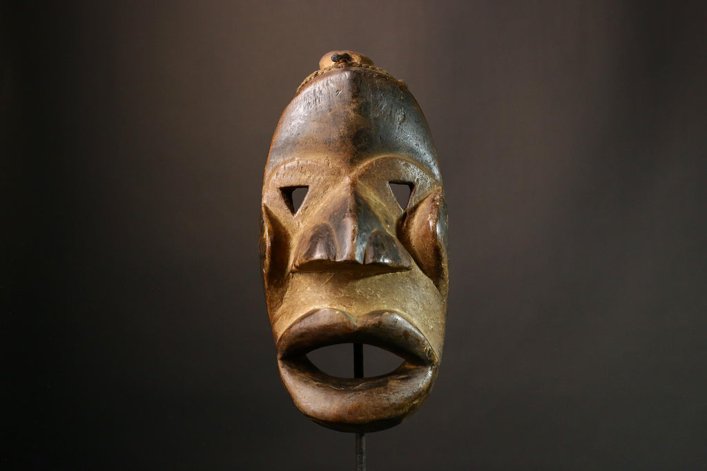 African Mask Unique Large Dan Maou Mask Antique Tribal Wall Art for Exotic Home Decor - Statement Piece for Living Room or Display-G1578
