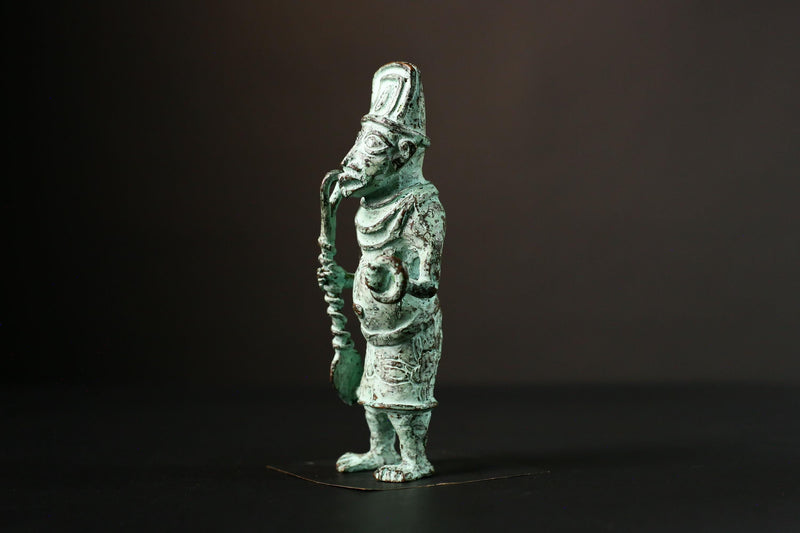 African Sculpture - Unique Tribal Art Brass Figure with Intricate Carved Wax Technique - Perfect for Ethnic Home Décor and Collectors-G1553