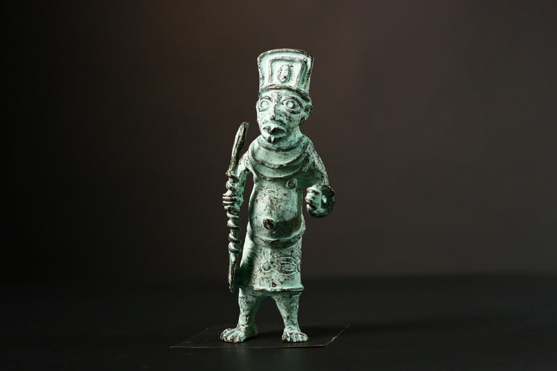 African Sculpture - Unique Tribal Art Brass Figure with Intricate Carved Wax Technique - Perfect for Ethnic Home Décor and Collectors-G1553