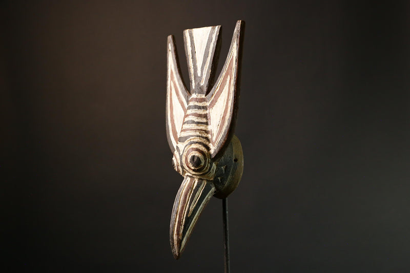 Authentic African Bobo Bird Mask - 20th Century Burkina Faso Crest - Unique Cultural Collectible for Art Enthusiasts and Home Decor-G1532