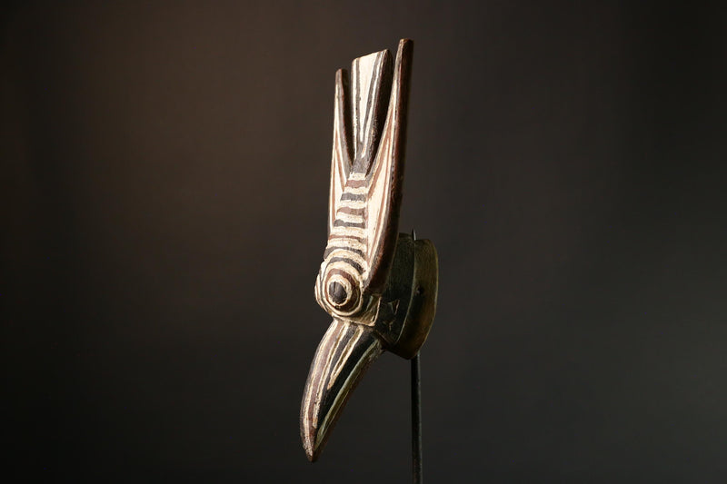 Authentic African Bobo Bird Mask - 20th Century Burkina Faso Crest - Unique Cultural Collectible for Art Enthusiasts and Home Decor-G1532