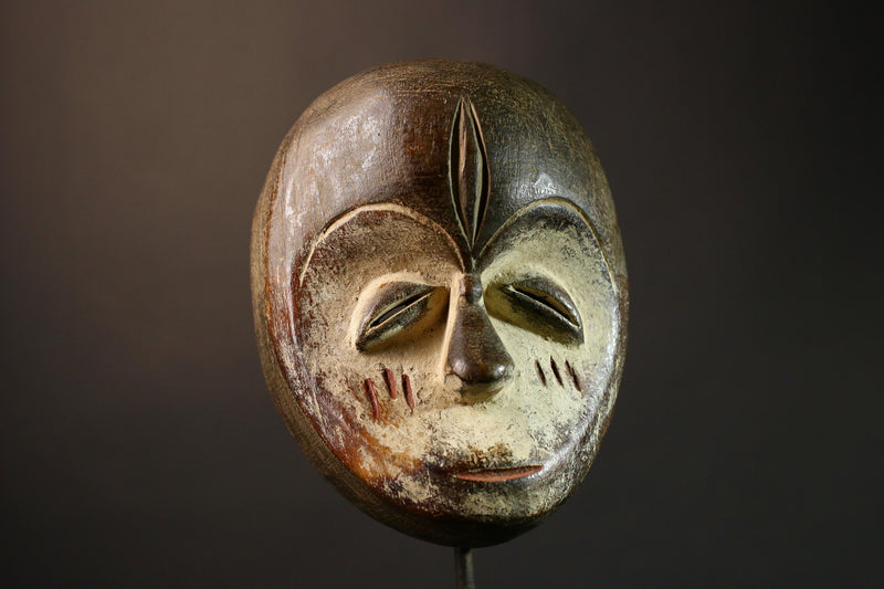 African Authentic Lega Mask - Congo Bwami Tribal Wall Art - Unique Home Décor Masks - Exquisite Cultural Accent Piece-G3585