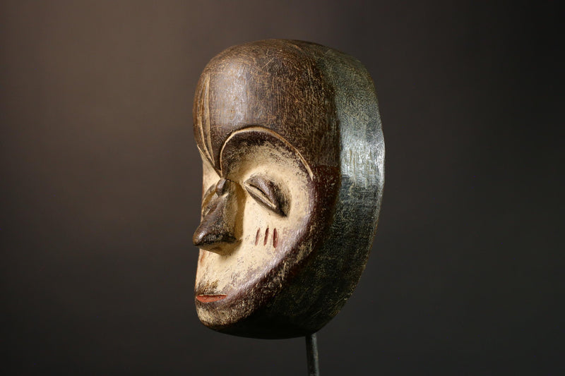 African Authentic Lega Mask - Congo Bwami Tribal Wall Art - Unique Home Décor Masks - Exquisite Cultural Accent Piece-G3585