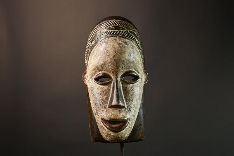 African Authentic Lega Mask - Congo Bwami Tribal Wall Art - Unique Home Décor Masks - Exquisite Cultural Accent Piece-G3583