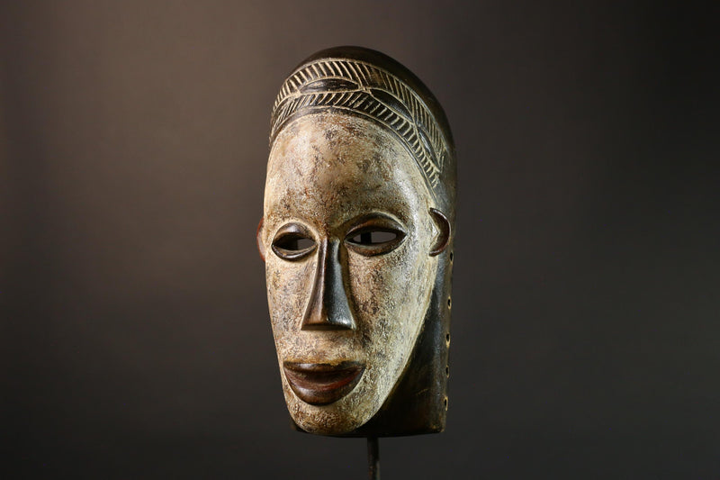 African Authentic Lega Mask - Congo Bwami Tribal Wall Art - Unique Home Décor Masks - Exquisite Cultural Accent Piece-G3583