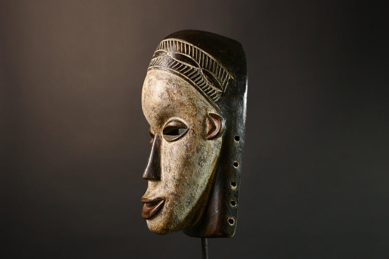 African Authentic Lega Mask - Congo Bwami Tribal Wall Art - Unique Home Décor Masks - Exquisite Cultural Accent Piece-G3583