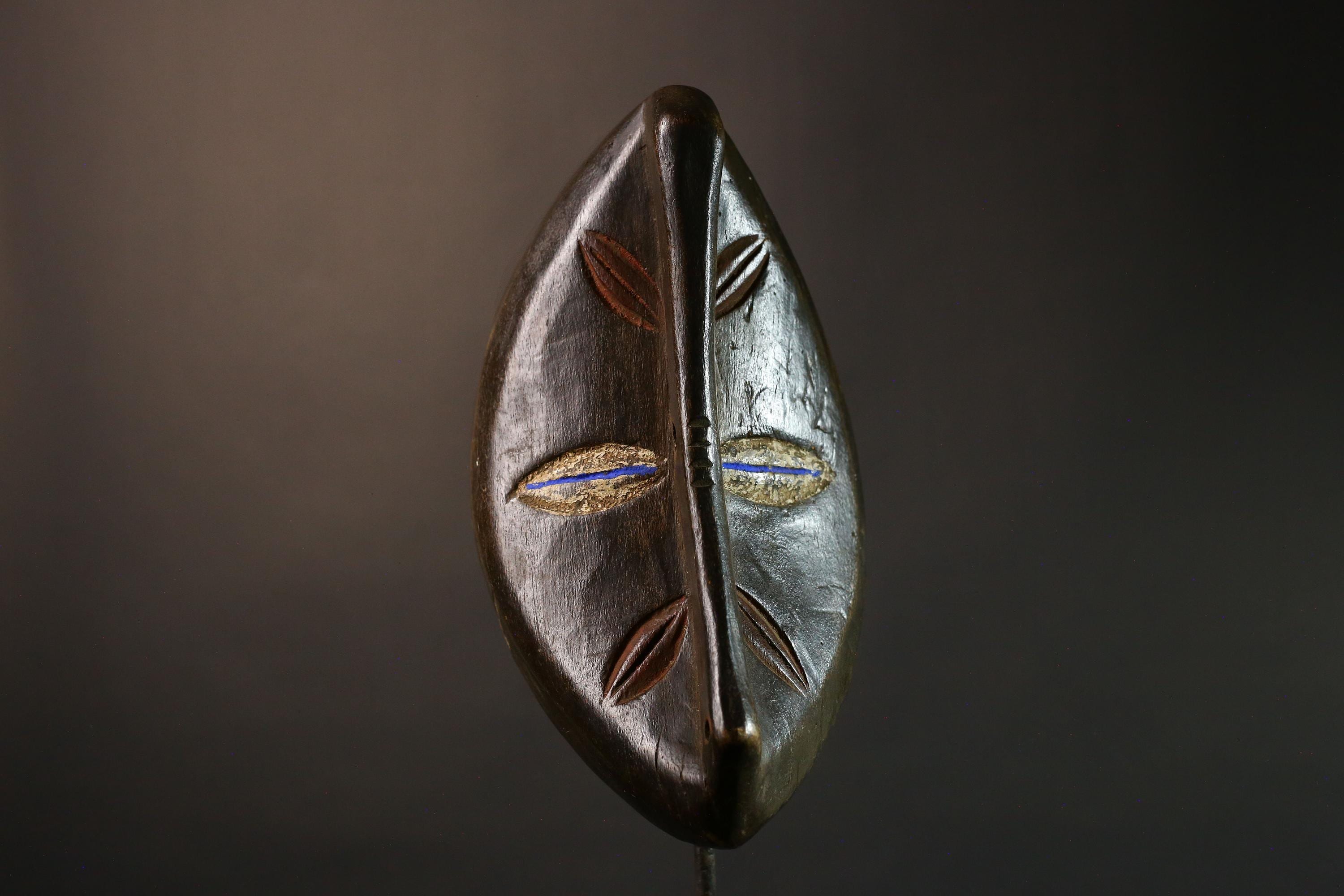 Authentic African Mask Faces - Lega Mask from Lengola Tribe of DR Congo - Primitive Tribal Art - Unique Cultural Décor Piece -G3582