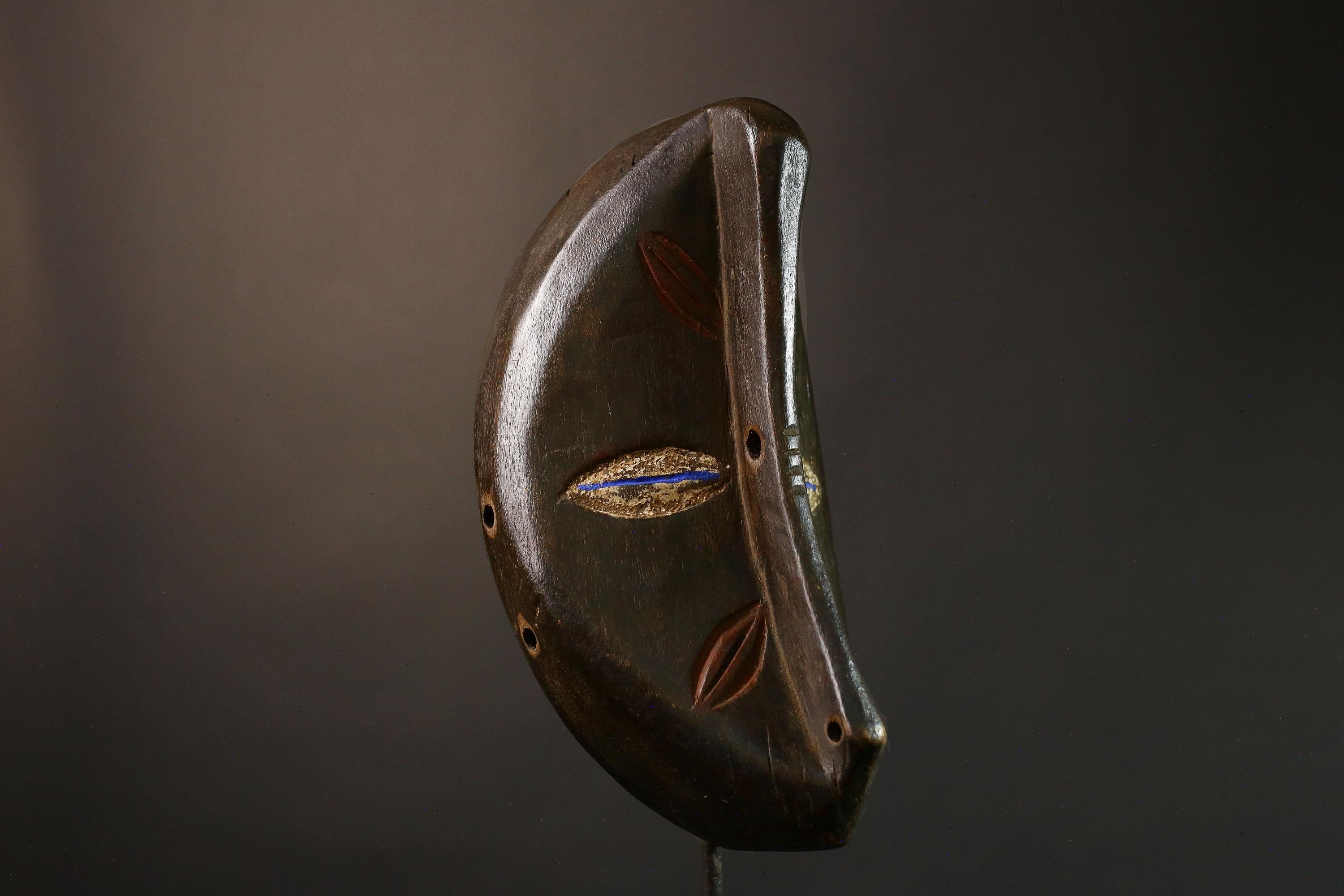 Authentic African Mask Faces - Lega Mask from Lengola Tribe of DR Congo - Primitive Tribal Art - Unique Cultural Décor Piece -G3582