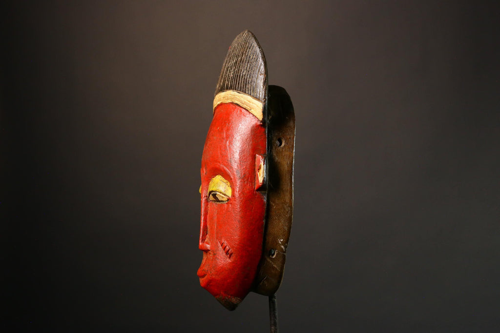 African Hand-Carved Tribal Face Mask - Baule Wooden Wall Hanging - Authentic Unique Art Décor - Exquisite Cultural Accent -G3576