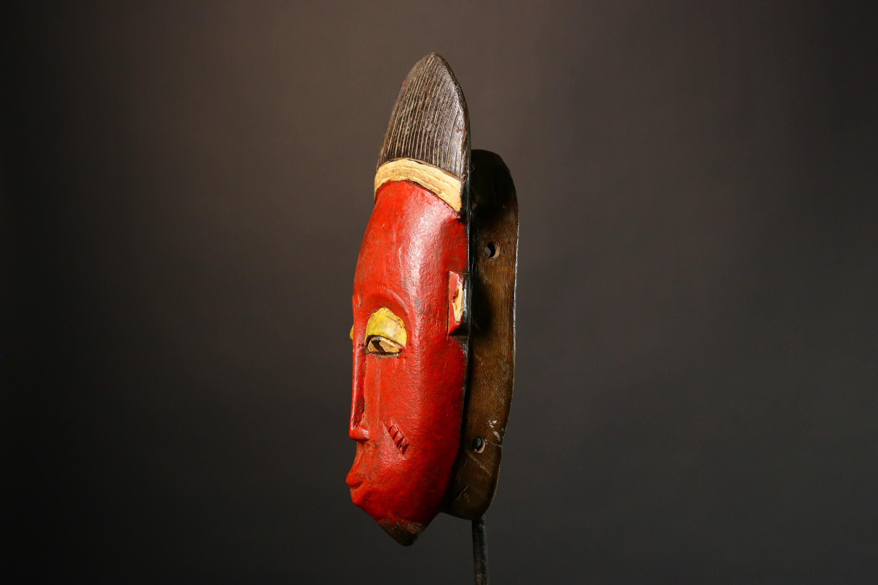 African Hand-Carved Tribal Face Mask - Baule Wooden Wall Hanging - Authentic Unique Art Décor - Exquisite Cultural Accent -G3576