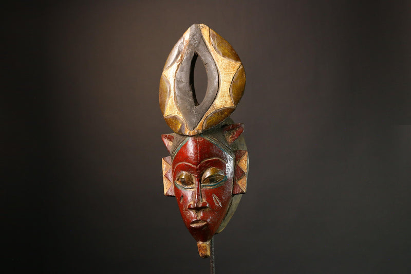 African Hand-Carved Tribal Face Mask - Baule Wooden Wall Hanging - Authentic Unique Art Décor - Exquisite Cultural Accent -G3575