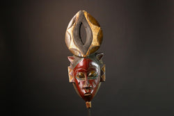 African Hand-Carved Tribal Face Mask - Baule Wooden Wall Hanging - Authentic Unique Art Décor - Exquisite Cultural Accent -G3575