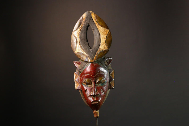 African Hand-Carved Tribal Face Mask - Baule Wooden Wall Hanging - Authentic Unique Art Décor - Exquisite Cultural Accent -G3575