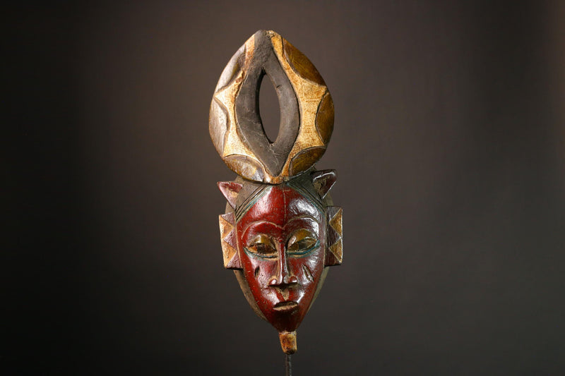 African Hand-Carved Tribal Face Mask - Baule Wooden Wall Hanging - Authentic Unique Art Décor - Exquisite Cultural Accent -G3575