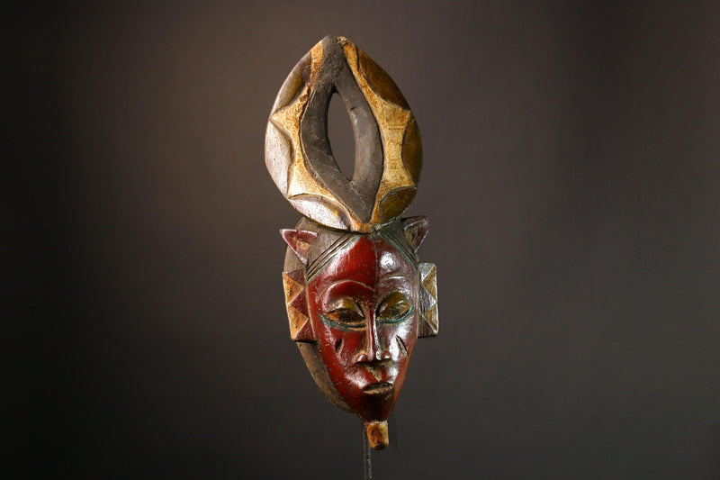 African Hand-Carved Tribal Face Mask - Baule Wooden Wall Hanging - Authentic Unique Art Décor - Exquisite Cultural Accent -G3575