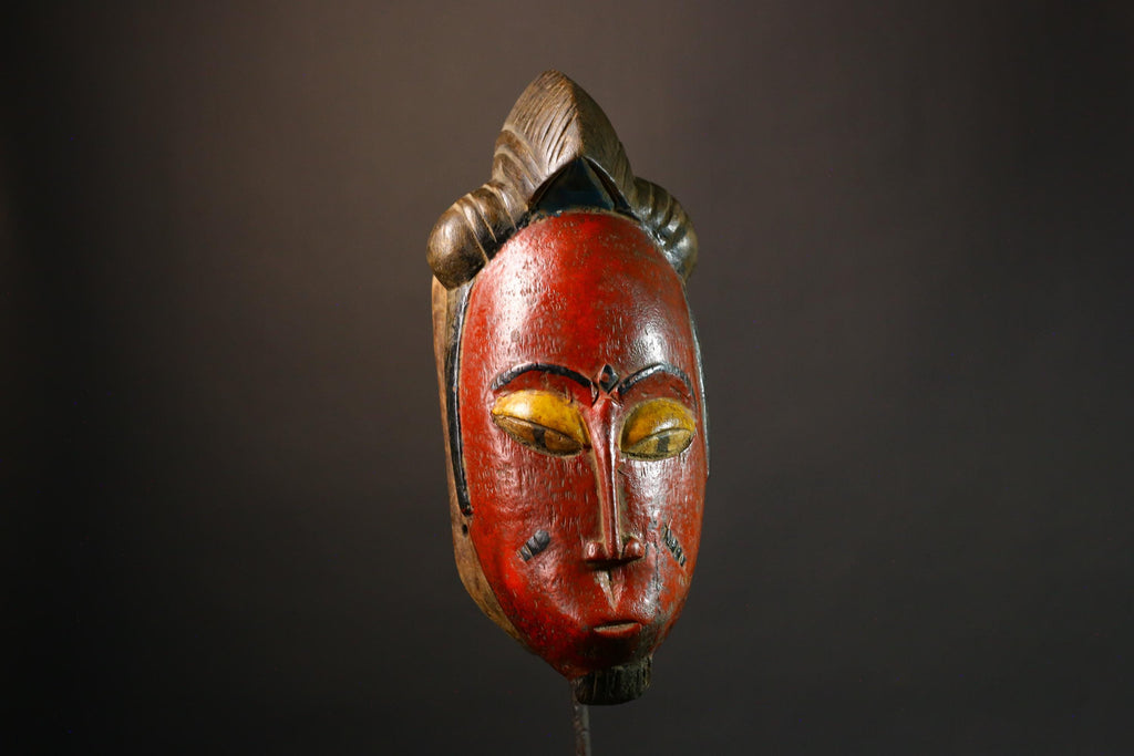 African Mask Authentic  Tribal Guro Face Mask | Hand-Carved Wooden Wall Art | Unique Decorative Mask for Home Decor - G3574