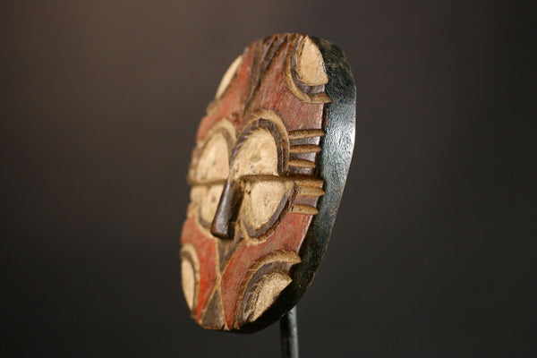 Vintage African Ibibio Eket Moon Mask - Authentic Tribal Face Art - Unique Wall Décor - Handmade Cultural Home Accent Piece- G3573