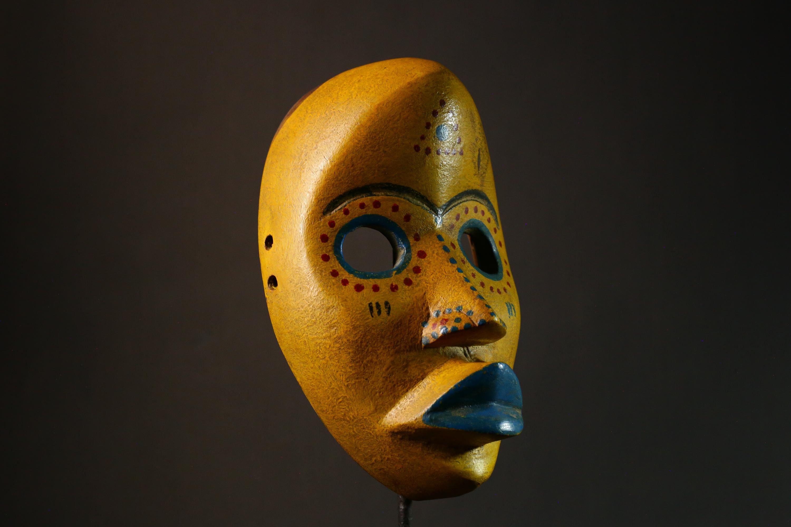 African Dan Mask -Handcrafted Wood Wall Art | Authentic Ritual Ceremony Decor Tribal Mask for Home Unique Ethnic Art Collectible- G3339
