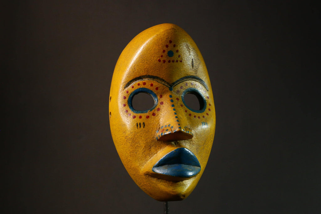 African Dan Mask -Handcrafted Wood Wall Art | Authentic Ritual Ceremony Decor Tribal Mask for Home Unique Ethnic Art Collectible- G3339
