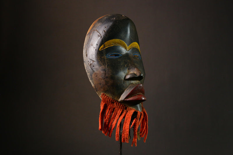 African Ritual Mask Authentic Dan Ceremony Art Handcrafted Wood Wall Decor Unique Tribal Mask for Home Ethnic Art Collectible-G3334