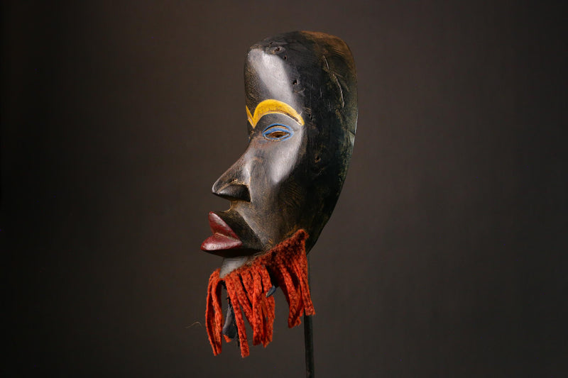 African Ritual Mask Authentic Dan Ceremony Art Handcrafted Wood Wall Decor Unique Tribal Mask for Home Ethnic Art Collectible-G3334