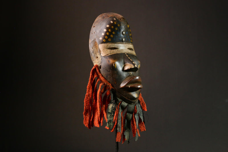 African Mask Traditional Dan Wooden Art  Authentic Home Decor Piece Handcrafted Tribal Wall Hanging  Unique Ethnic Collectible-G3333