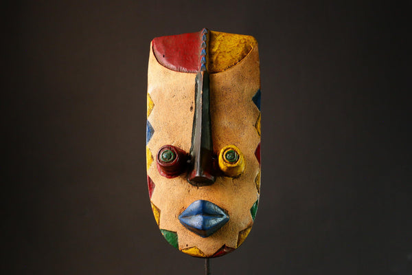 African Grebo Kru Mask Vintage Wooden Art Antique Tribal Face Decor Hand Carved Ethnic Wall Hanging  Unique Cultural Collectible-G3331