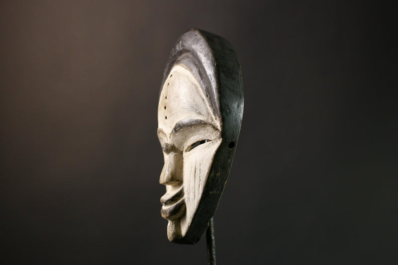 African Wooden Mask Tribal Face Decor Handcarved Igbo Wall Art Ethnic Home Accent Authentic Nigerian Masquerade - G3603