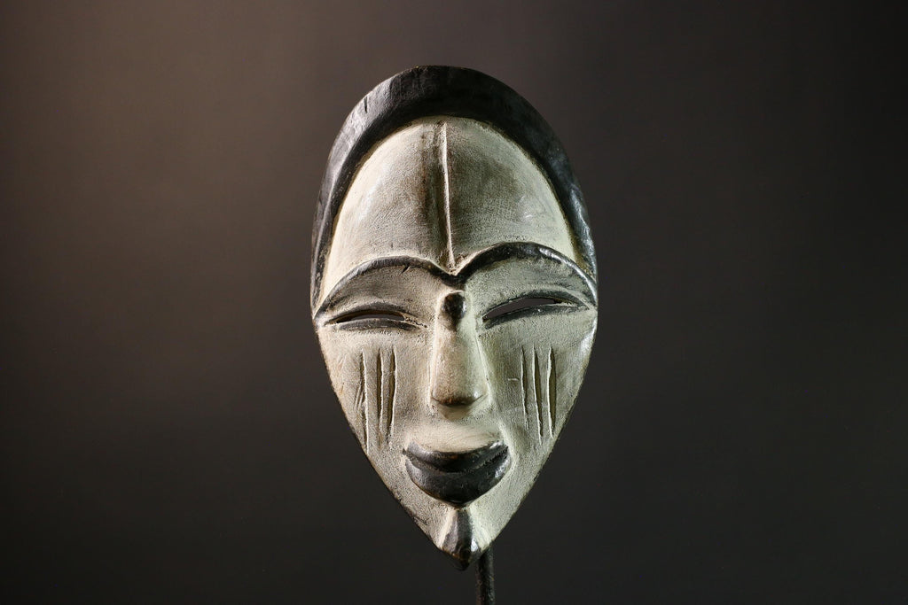 African BEGA Mask Handmade Wooden Wall Art Tribal Face Decor Ethnic Home Accent Authentic African Craft Cultural Hanging- G3601