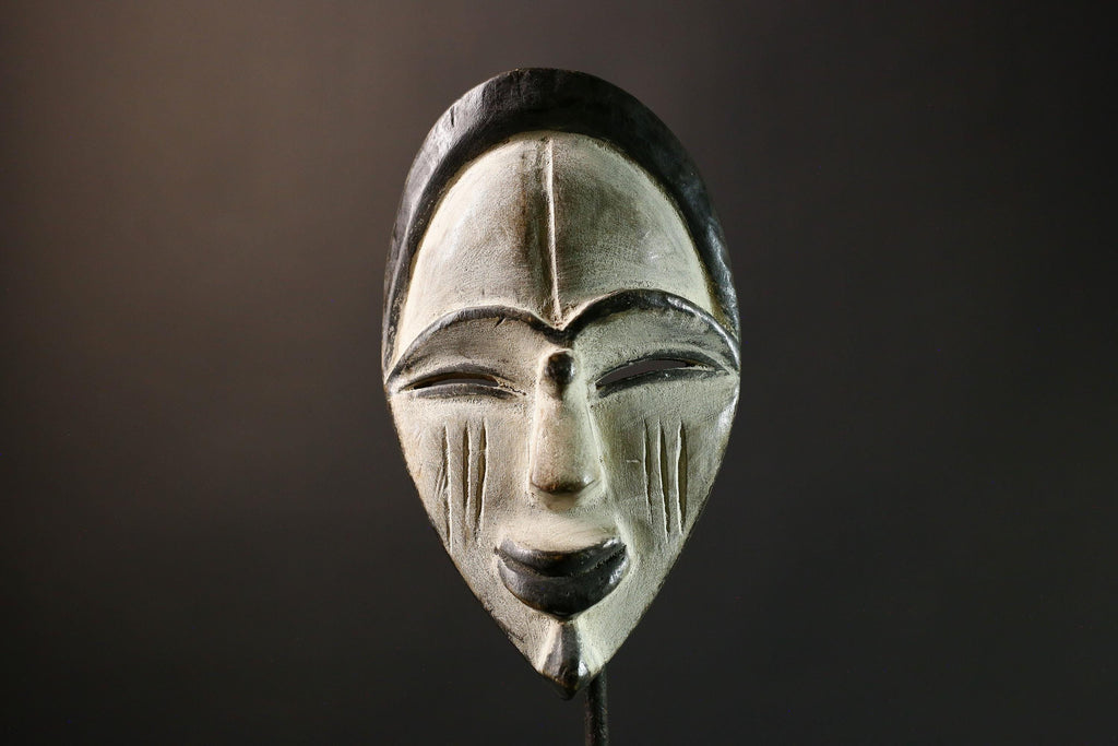 African BEGA Mask Handmade Wooden Wall Art Tribal Face Decor Ethnic Home Accent Authentic African Craft Cultural Hanging- G3601