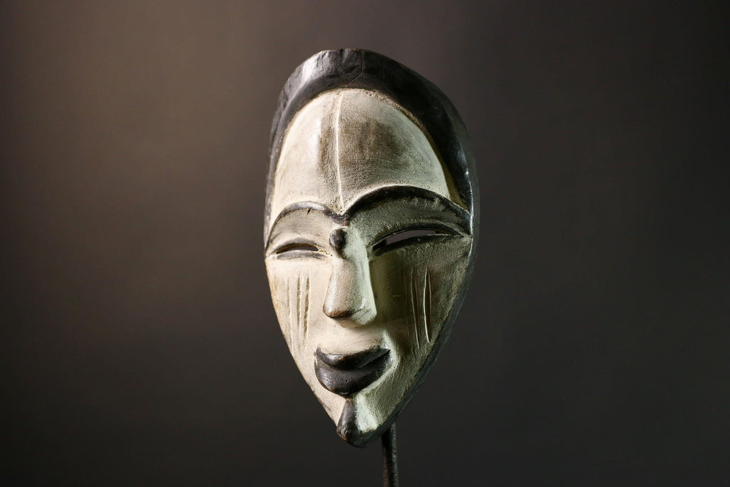 African BEGA Mask Handmade Wooden Wall Art Tribal Face Decor Ethnic Home Accent Authentic African Craft Cultural Hanging- G3601