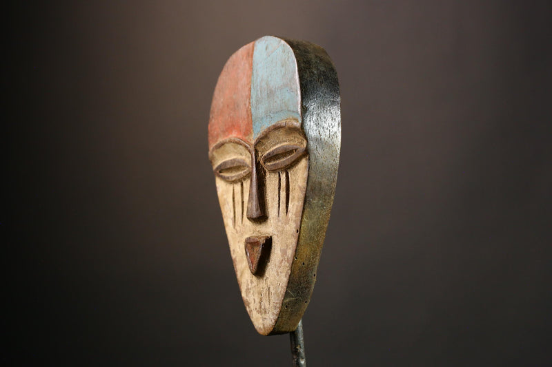 African Authentic Lega Mask Congo Bwami Art Carved Wall Decor Ethnic Wood Sculpture Tribal Cultural Artifact Unique Home Accent -G3597