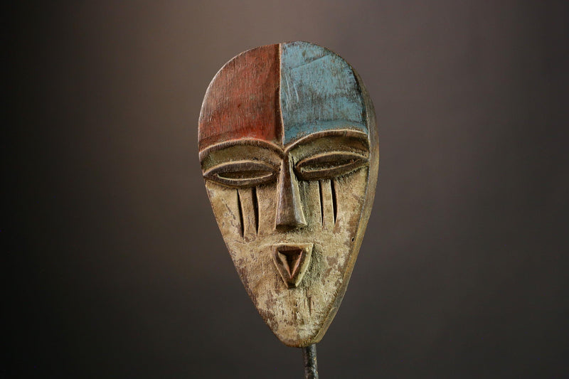 African Authentic Lega Mask Congo Bwami Art Carved Wall Decor Ethnic Wood Sculpture Tribal Cultural Artifact Unique Home Accent -G3597