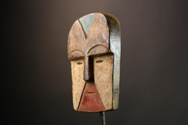 African Antique Lega Mask Congo Tribal Face Art Authentic Wall Decor Ethnic Wood Sculpture Rare Cultural Artifact- G3596