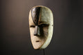 African Authentic Tribal Lega Mask White Face Congo Art Wood Wall Decor Ethnic Carved Sculpture Rare Cultural Artifact- G3595