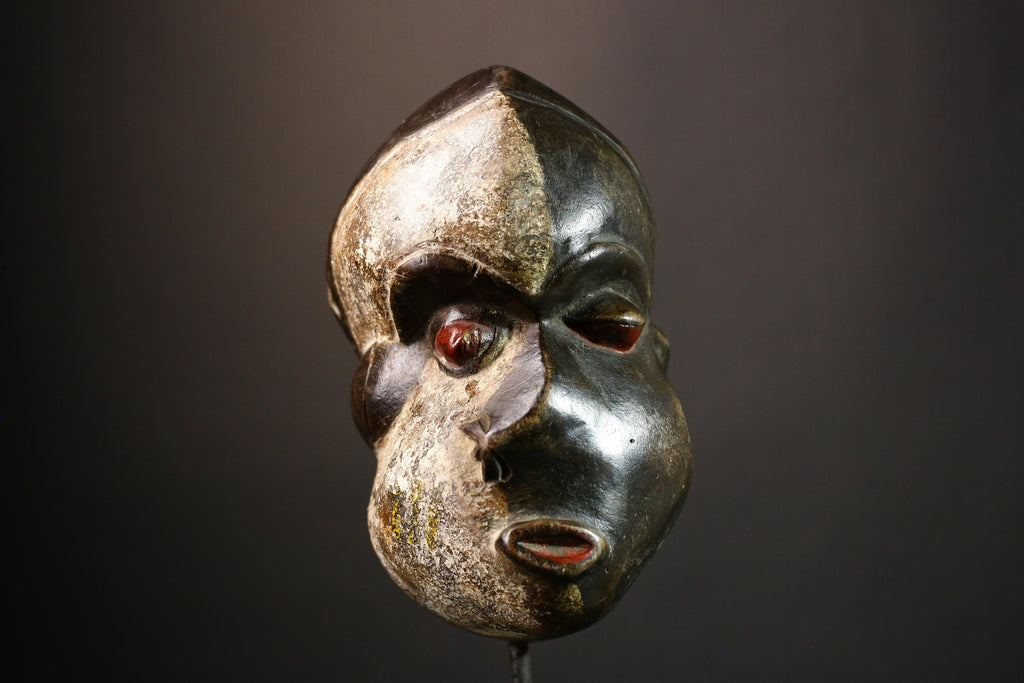 African Authentic Igbo Tribal Mask Hand-Carved Wood Wall Hanging Ethnic Home Accent Decor Unique Cultural Artifact Rare Wooden - G3592