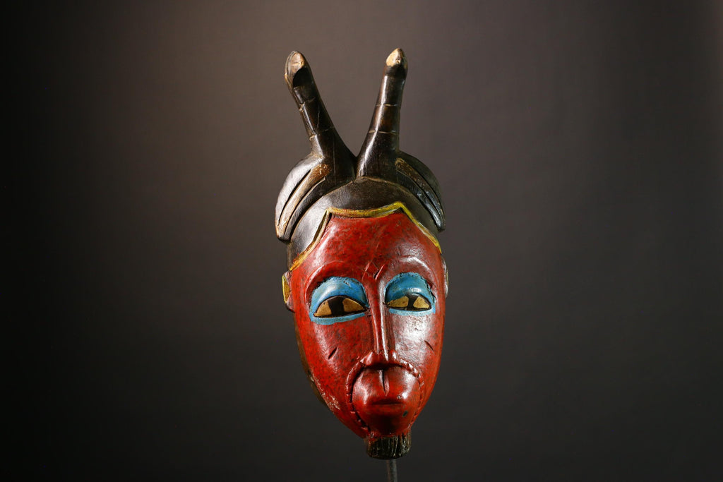 African Antique Wood Mask Beautiful Handcrafted Guro Art Unique Tribal Wall Hanging Ethnic Home Accent Decor Rare Cultural Artifact- G3591