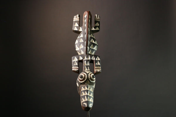 African Bobo Mask Tribal Face Crocodile Mask from Burkina Faso Unique Art for Home Decor or Collectors-G1373